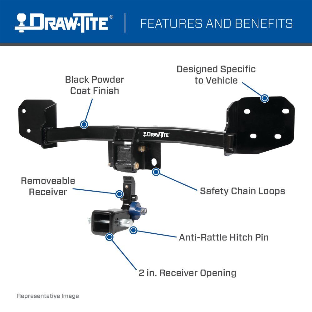 Draw Tite® • 76924 • Hidden Hitch® • Trailer Hitch Class III • Class III 2" (350 Lbs lbs GTW/3500 Lbs lbs TW) • Cadillac XT5 17-23