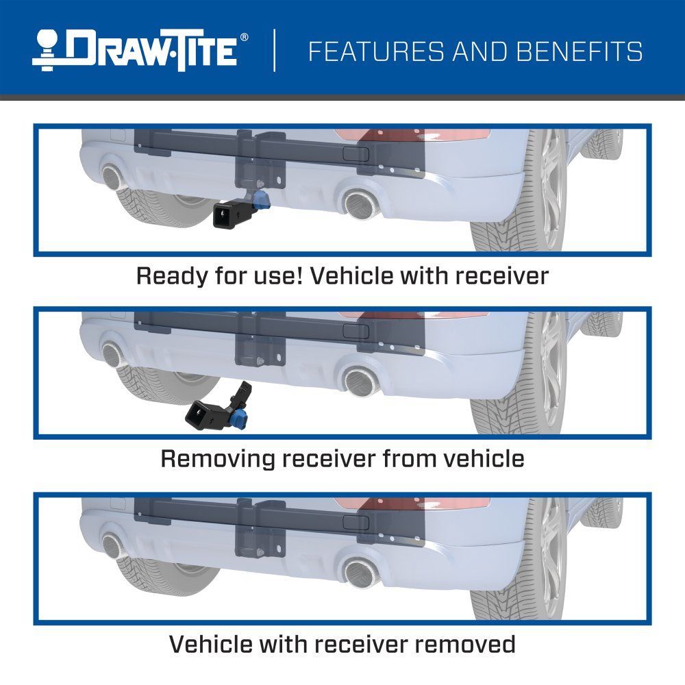 Draw Tite® • 76924 • Hidden Hitch® • Trailer Hitch Class III • Class III 2" (350 Lbs lbs GTW/3500 Lbs lbs TW) • Cadillac XT5 17-23