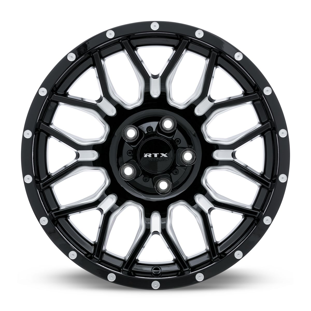 RTX® (Offroad) • 163728 • Claw • Gloss Black Milled with Rivets • 18x9 6x135 ET-12 CB87.1