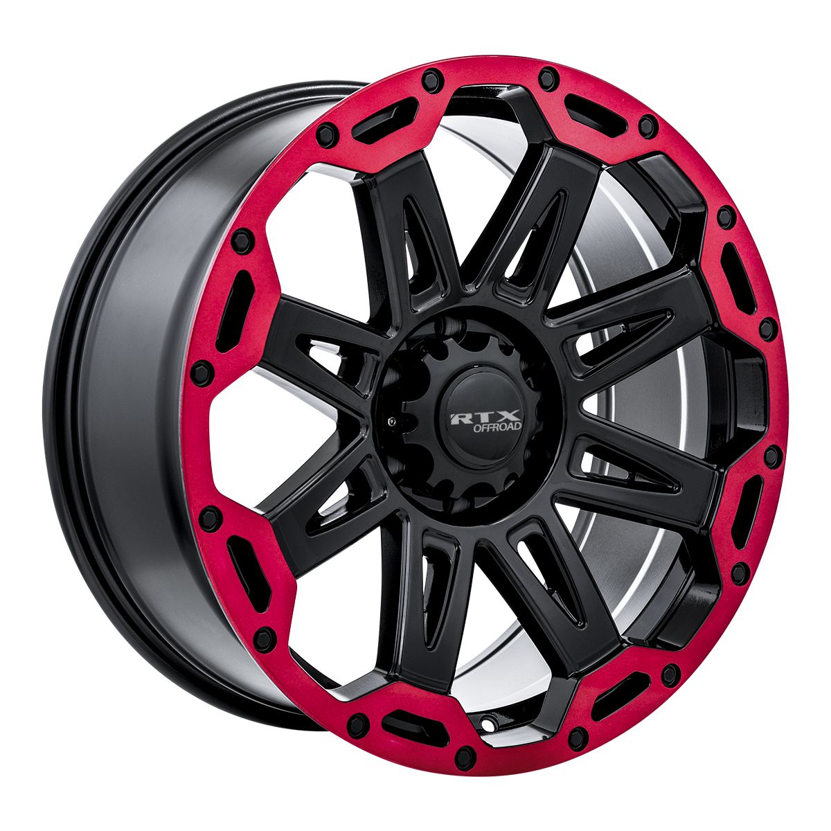 Gobi • Gloss Black with Red Lip • 18x9 6x135 ET10 CB87.1