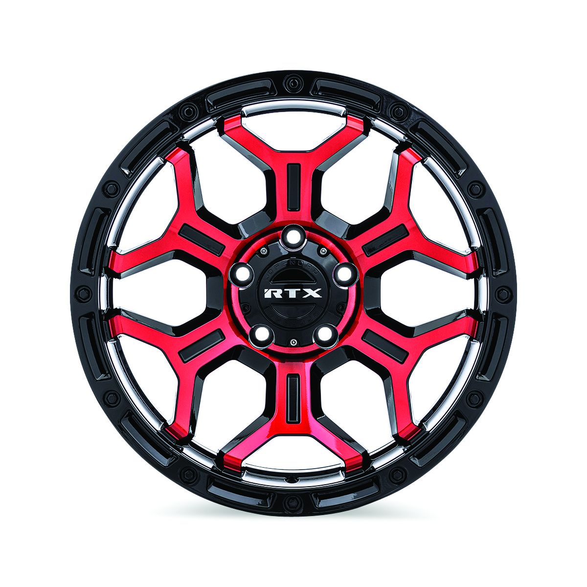 Goliath • Gloss Black Machined Red Spokes • 18x9 5x127 ET-15 CB71.5