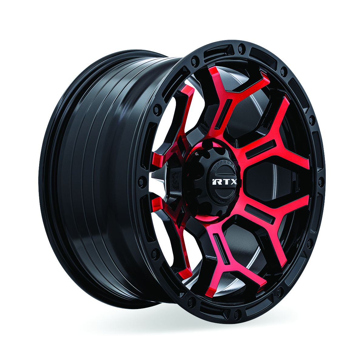 Goliath • Gloss Black Machined Red Spokes • 18x9 5x127 ET-15 CB71.5