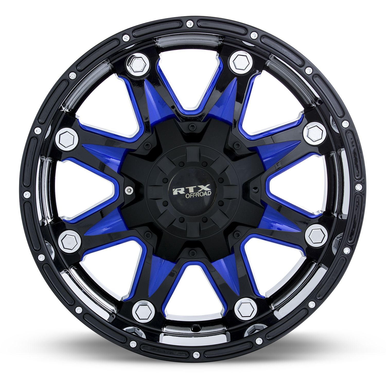 Spine • Black with Milled Blue Spokes • 17x9 6x135/139.7 ET10 CB87.1