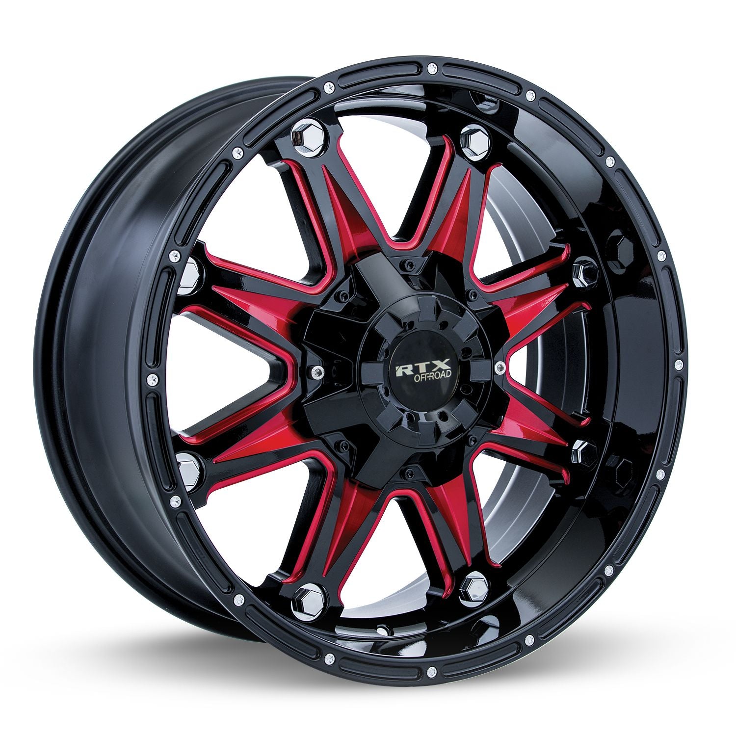 Spine • Black with Milled Red Spokes • 18x9 6x135/139.7 ET10 CB87.1