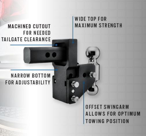 BW TS10064BMP - Tow & Stow Adjustable Ball Mount  1-7/" x 2" X 2-5/16"