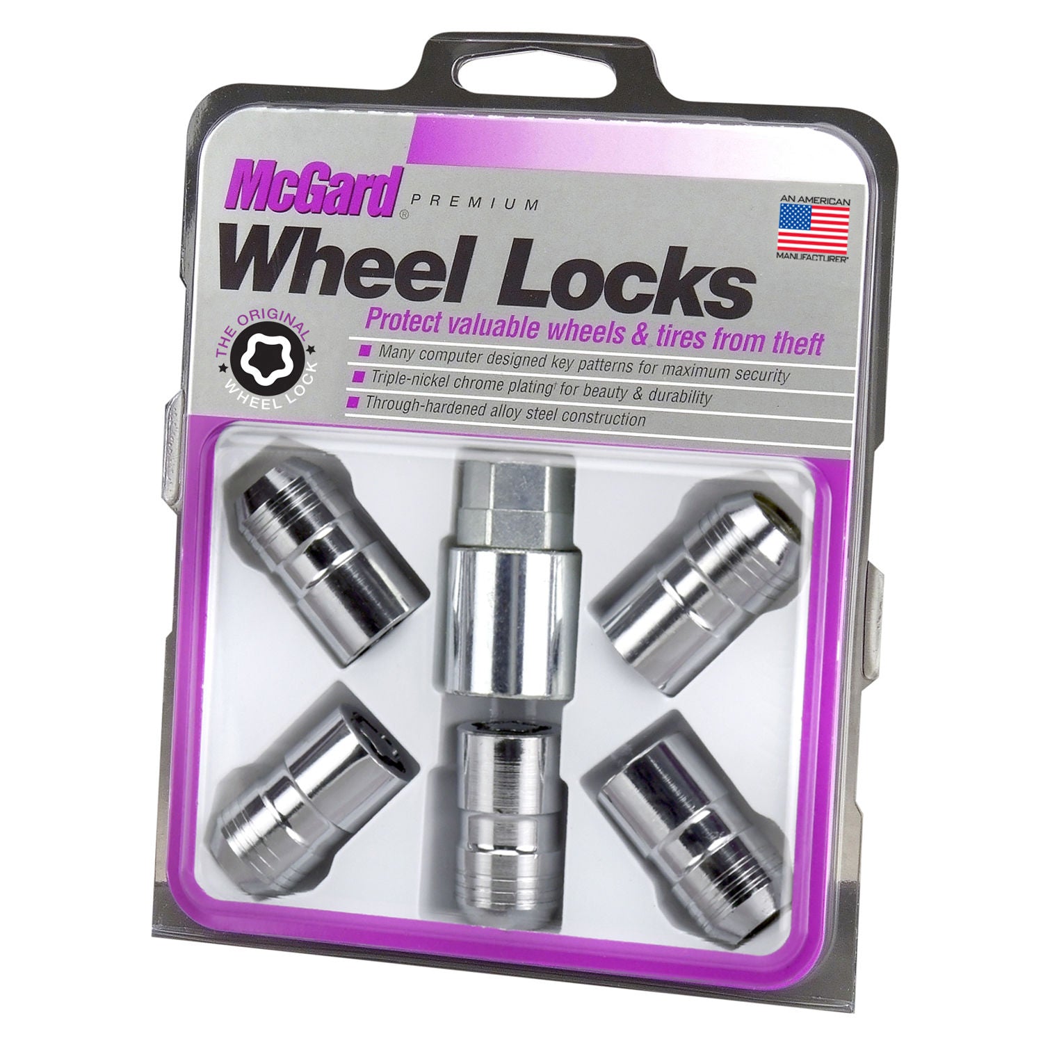 Mcgard MG24515 - (5) Chrome Lock Set 14x1.5 42mm Dual Hex 21mm/22mm