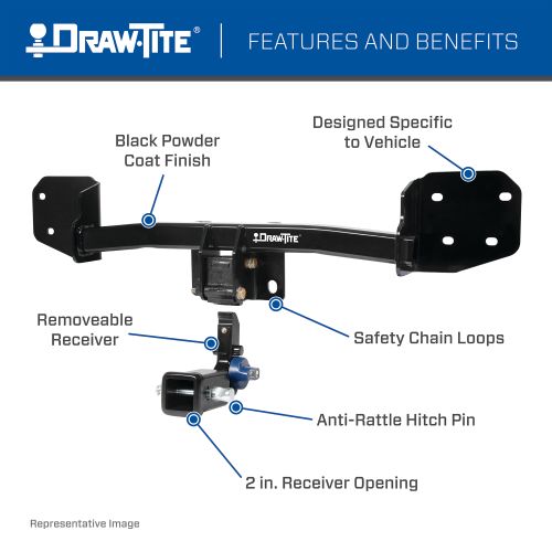 Draw Tite® • 76911 • Hidden Hitch® • Trailer Hitch Class III • Class III 2" (350 Lbs lbs GTW/3500 Lbs lbs TW)