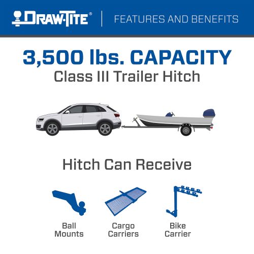 Draw Tite® • 76918 • Hidden Hitch® • Trailer Hitch Class III • Class III 2" (350 Lbs lbs GTW/3500 Lbs lbs TW)