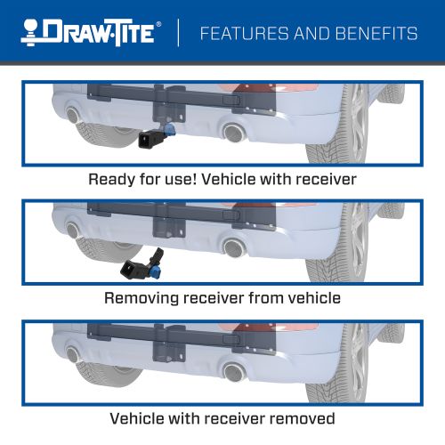 Draw Tite® • 76918 • Hidden Hitch® • Trailer Hitch Class III • Class III 2" (350 Lbs lbs GTW/3500 Lbs lbs TW)