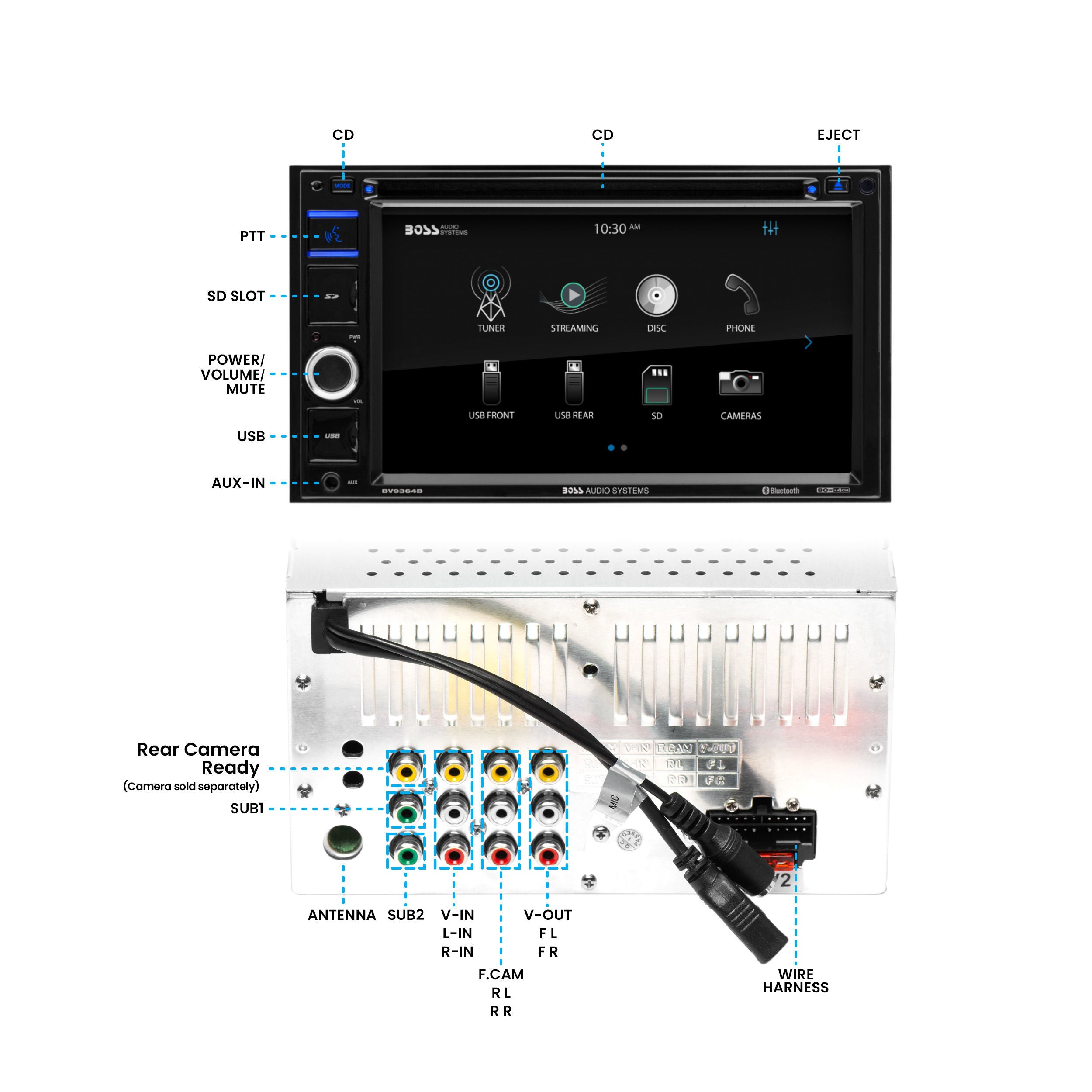 Boss BV9364B - Double-DIN DVD Player 6.2" Touchscreen Bluetooth