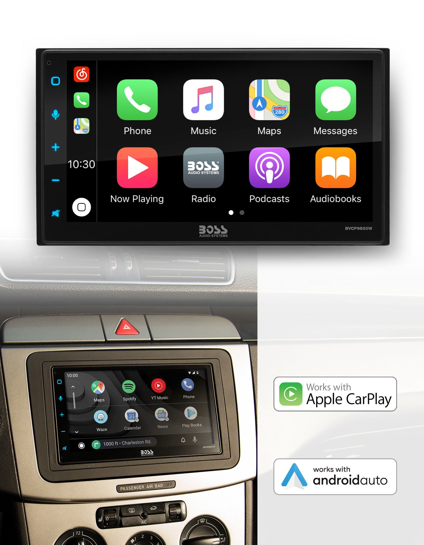 Boss BVCP9850W - Multimedia Player (no CD/DVD) 6.75" Touchscreen wireless CarPlay/Android