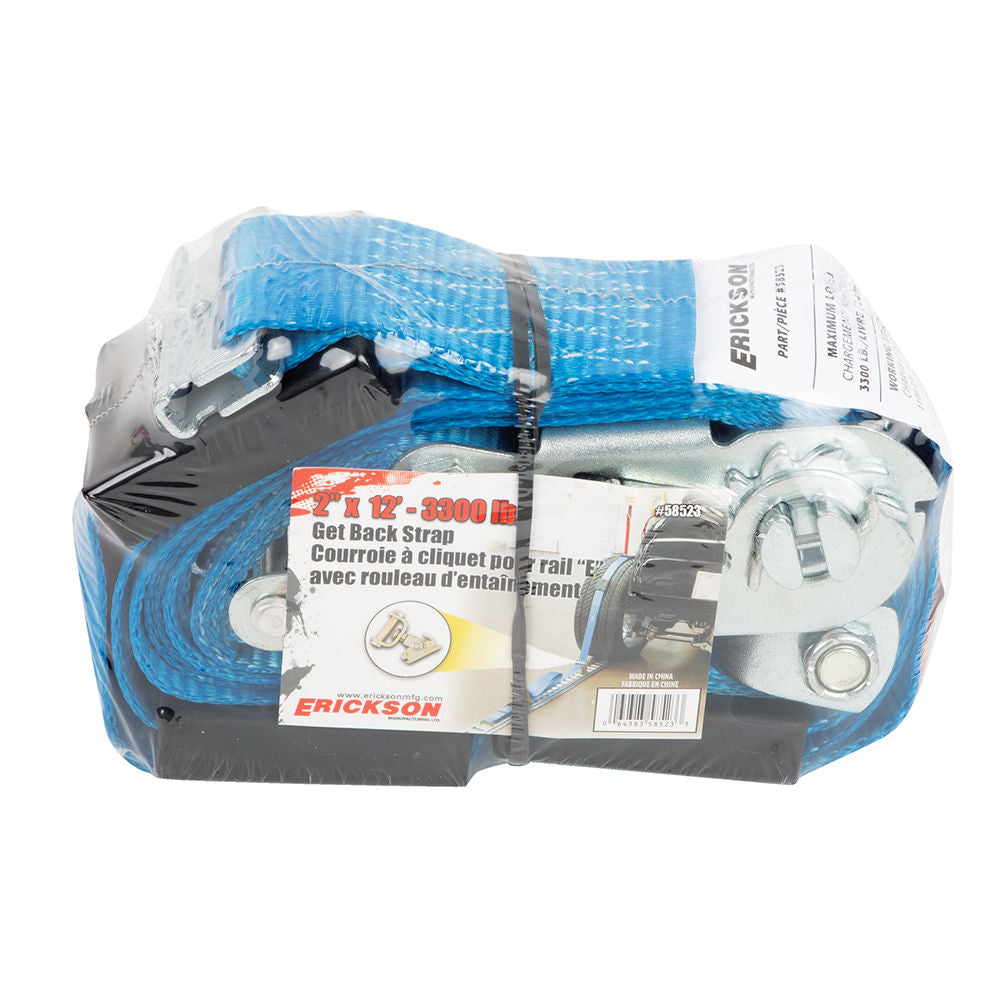 Erickson 58523 - Pair of E-Track Ratchet 2"x12' 3300K lb Blue Straps with Roller Idler