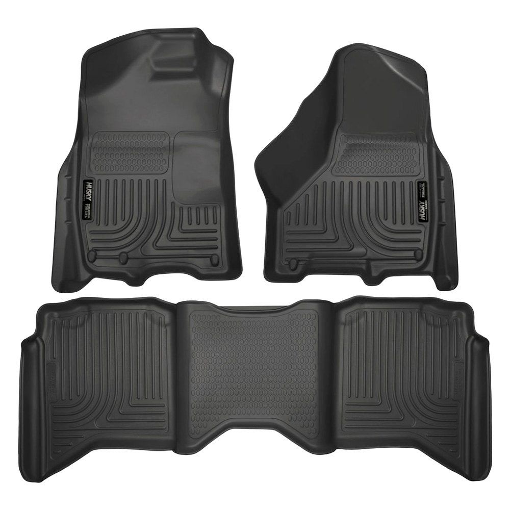 Husky Liners® • 99001 • WeatherBeater • Floor Liners • Black • First & Second Row • Ram 1500 09-18 / 1500 Classic 19-23 / 2500,3500 11-18 (Crew Cab)