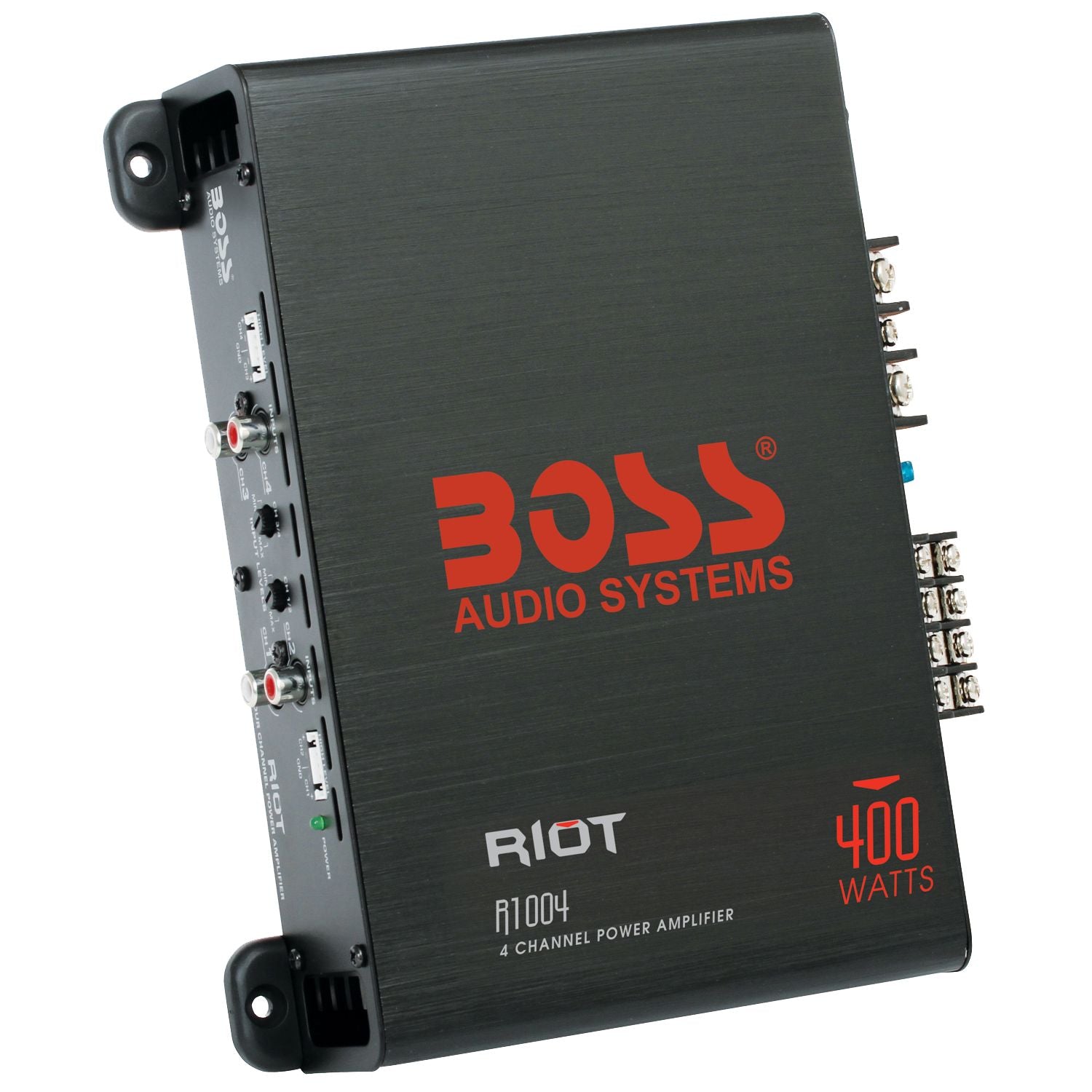 Boss R1004 - Riot Amplifier 4 channel Class A/B 400W 7.75"L x 9"W x 2"H