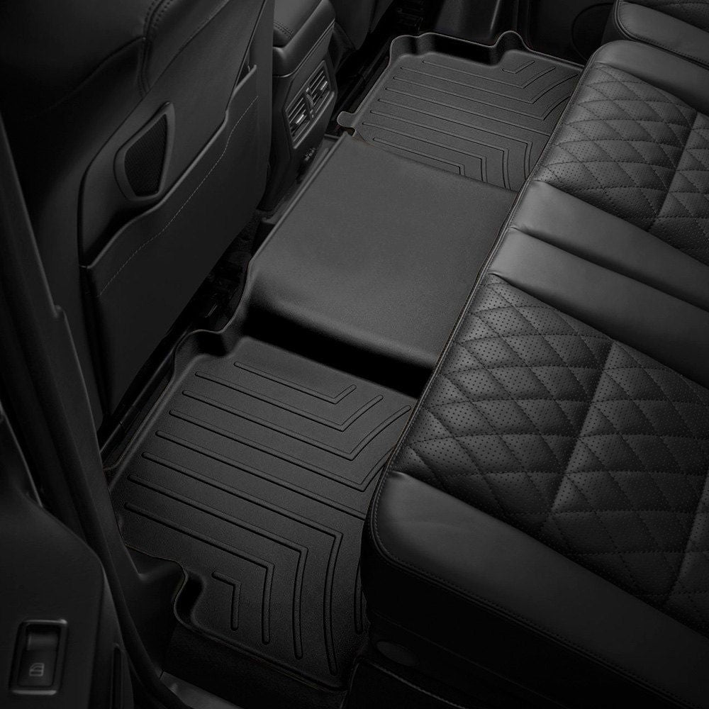 Weathertech® • 4410122 • FloorLiner • Molded Floor Liners • Black • Second Row • Ford F-250/F-350/F-450/F-550 CrewCab (Carpet+Bucket Seats+Under Seat Storage opts.) 17-22