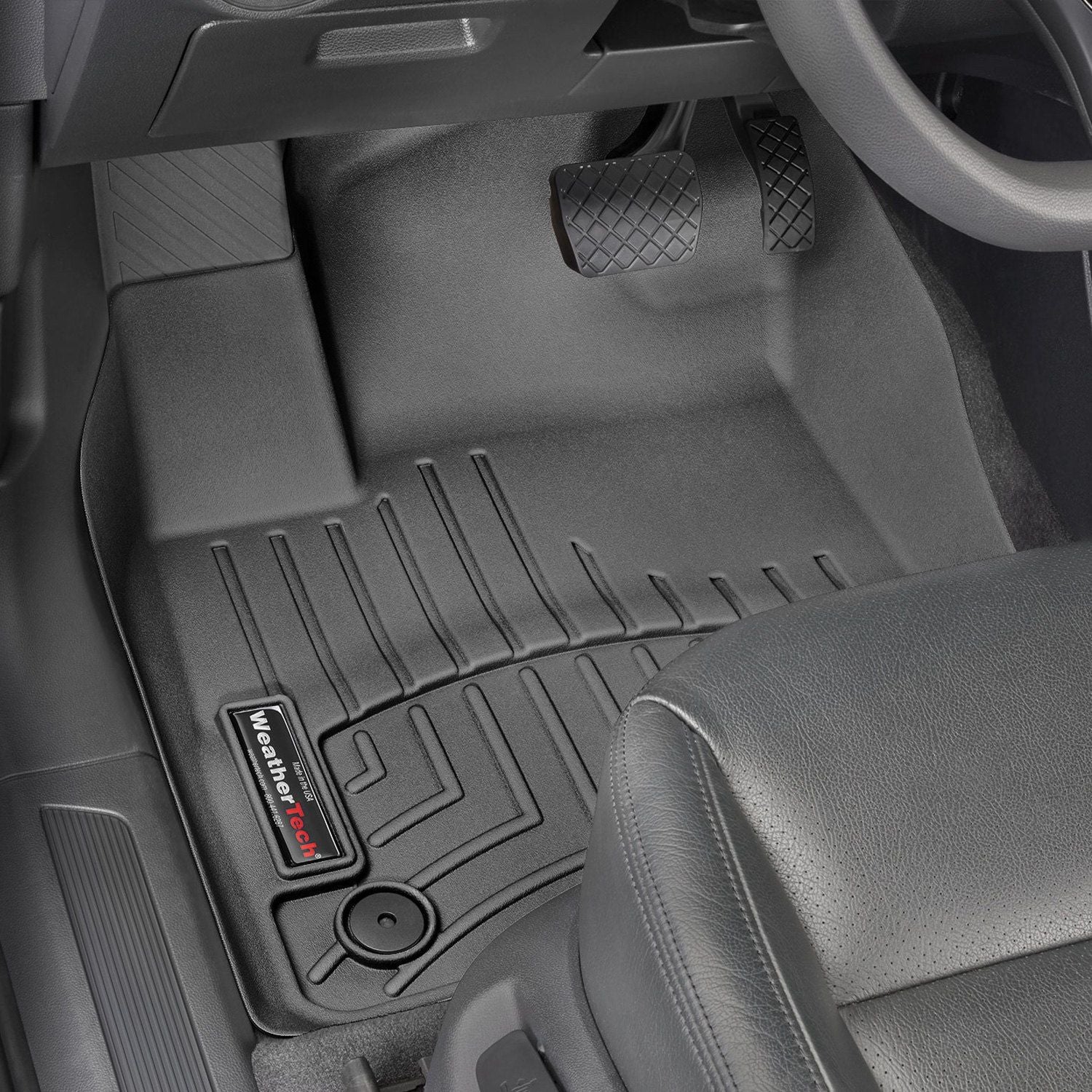 Weathertech® • 4410841 • FloorLiner • Molded Floor Liners • Black • First Row • Volkswagen Atlas (with OEM Floor pins) 18-24