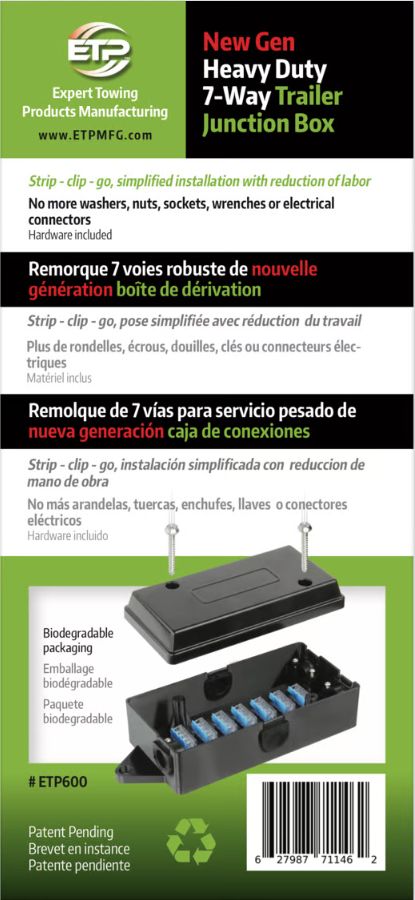 ETP Manufacturing ETP600 - New Gen Heavy Duty 7-Way Trailer Junction Box