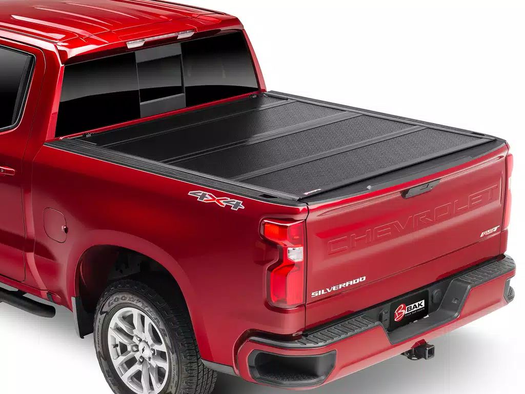 BAK® • 772130 • BAKFlip F1 • Hard Folding Tonneau Cover • Chevrolet Silverado / GMC Sierra 1500 5'8" 19-23 without Carbon Pro Bed