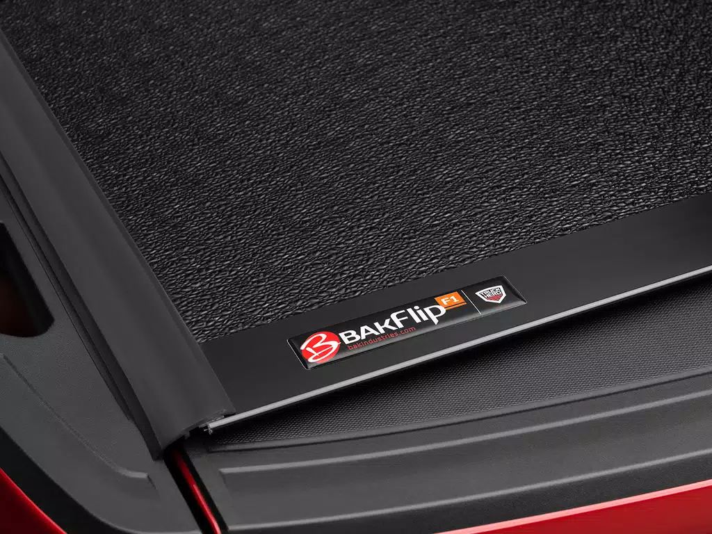 BAK® • 772130 • BAKFlip F1 • Hard Folding Tonneau Cover • Chevrolet Silverado / GMC Sierra 1500 5'8" 19-23 without Carbon Pro Bed