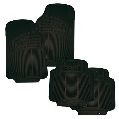 RTX 601BLK6 - Black Rubber Car Mats Front: 19 1/2" x28" Back : 18" x 17 1/2"